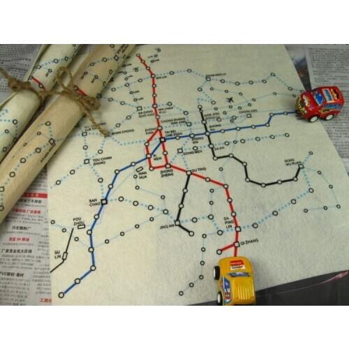 1mm 2 colors Subway Map Printed Felt fabric, polyester,DIY felt fabric 28x28cm Polyester felt fabric pack pre-cut nonwoven