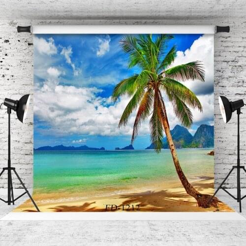 Sea Sky Photography Background Palm Tree Beach Backdrops for Photo Shoot Props Child Baby Vinyl Cloth Backdrop Photo Shoot