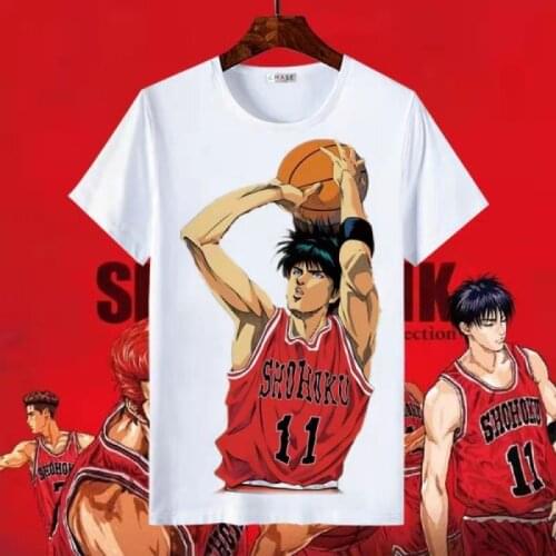 Anime SLAM DUNK Hanamichi Sakuragi Kaede Rukawa Tee White T-Shirt Short Sleeve Men Women Summer Top Cosplay Costume