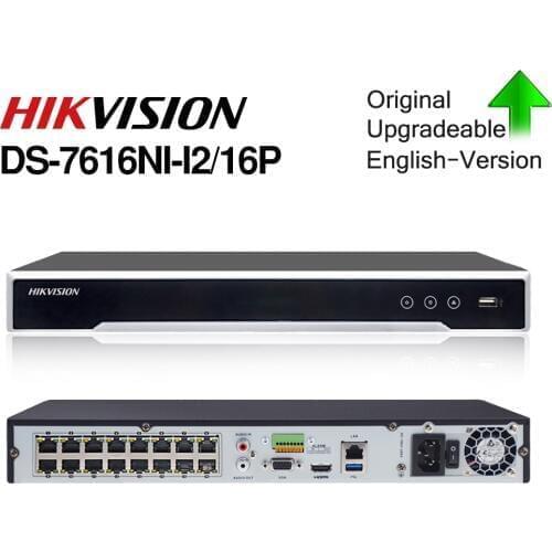 Hikvision POE NVR DS-7616NI-I2/16P 16CH H.265 12mp POE NVR for IP Camera Support Two way Audio HIK-CONNECT