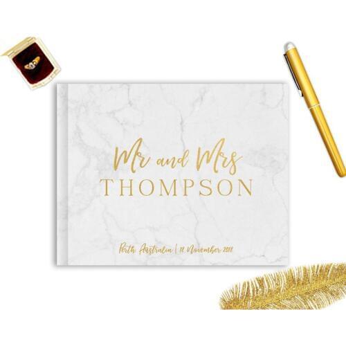 Personalized Marble Pattern Guest Book Wedding Modern Gold Silver Letter Wedding Guestbook Mr and Mrs Guest Book Wedding Album
