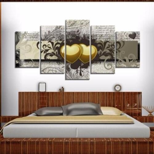 2019 ( No Frame ) Canvas Print Modern Abstract Fashion Wall Art the Two Hearts for Home Decoration Choose Color & Size