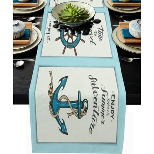 Lighthouse Pointer Anchor Table Runner Wedding Decoration Dinning Table Runners Placemat Christmas Decor Tablecloth