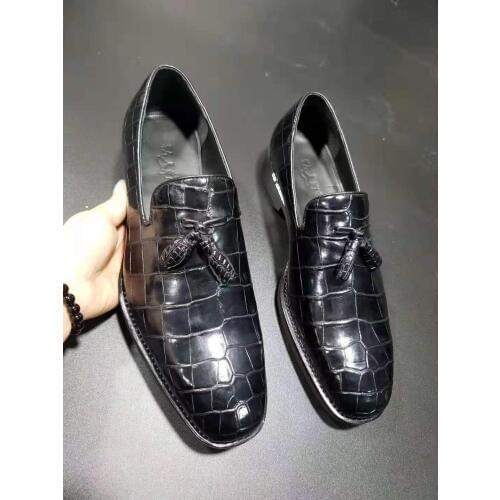 Luxury quality Newly design Genuine real genuine crocodile belly matt skin black colors men business dress shoe free shipping