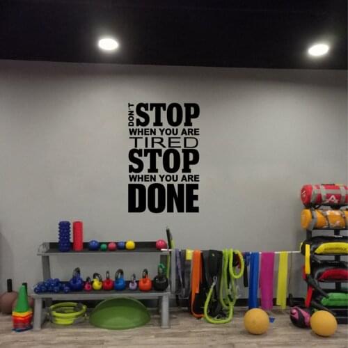 Proverbs Wall Stickers Plane Wall Decoration Gym Design Wall Sticker Don't Stop When You Are Tired Stop Gym Sports