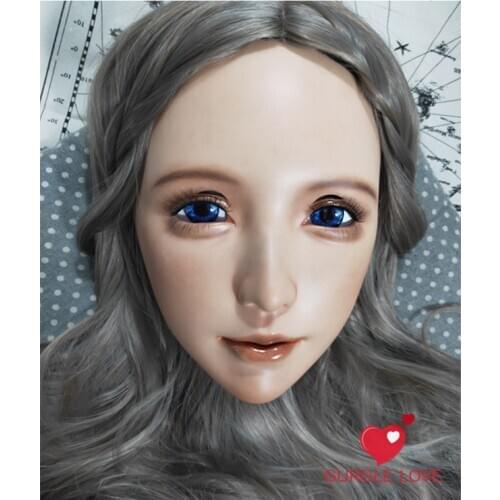 NEW-180) Female Resin Silica Dance Party Masks Halloween BJD Girl Doll Crossdresser Japan Kigurumi Anime Cosplay Mask with Wig