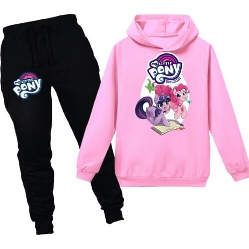 2020 new My Pony cartoon anime cotton boys and girls hooded sweater trousers sports casual spring and autumn suit