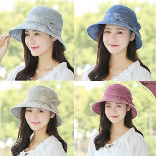 K123 2021 New Summer Hat Panama For Women Visor Sun Protection UV Bucket Hat Beach Panama Women Bucket Hat Jean Hat Collapsible