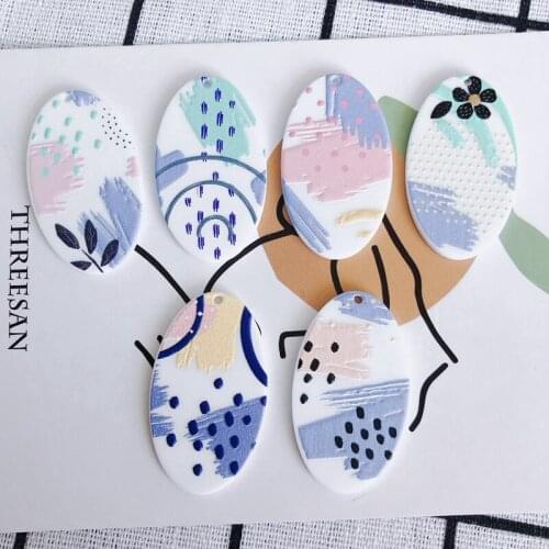 Popular 2021 Design Funny Graffiti Color Dot Oval Acrylic Droplet Cute Small Jewelry Earrings Party Gift