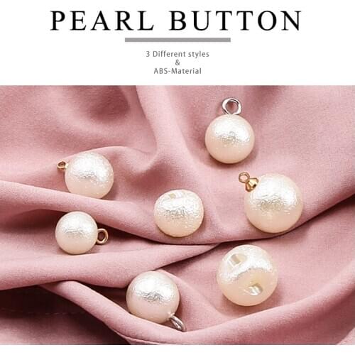 50/20pcs 8-16mm Glare Pearl Buttons Round ABS-Material for Clothing Shirt Crafts Champagne Gold Silver Vintage Decorative Bead