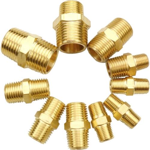 1/8" 1/4" 3/8" NPT BSPT Hex Nipple Reduer Brass Pipe Fitting Connector Adapter Water Gas Oil Propane