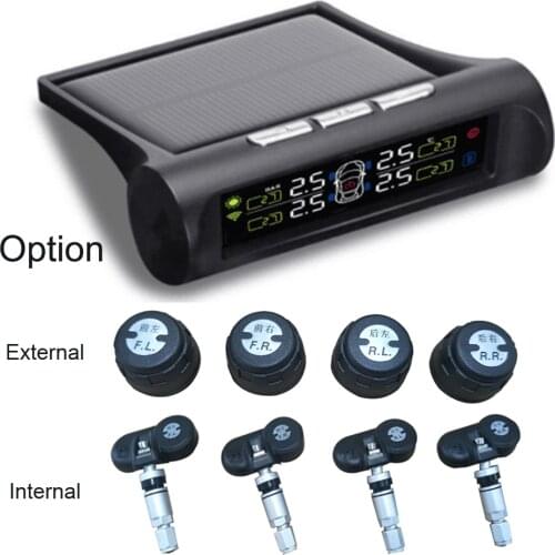 Smart Car TPMS Tire Pressure Monitoring System Solar Energy TPMS Digital LCD Display Auto Security Alarm Systems Internal Sensor