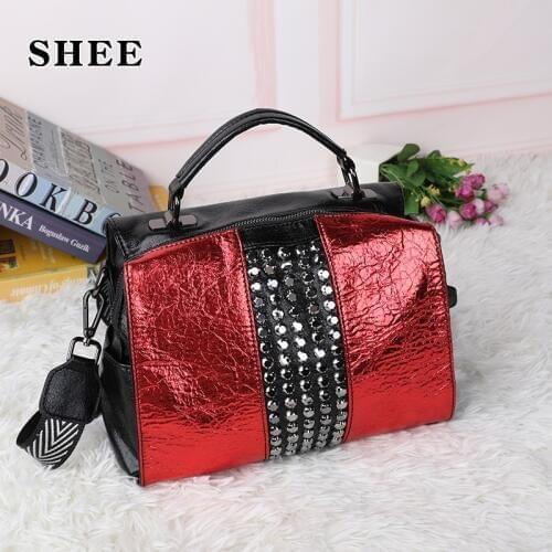 SHEE Bright leather set auger handbag 2019 The new fashion 2019 multi-purpose bag women and girl Fashionable joker bag