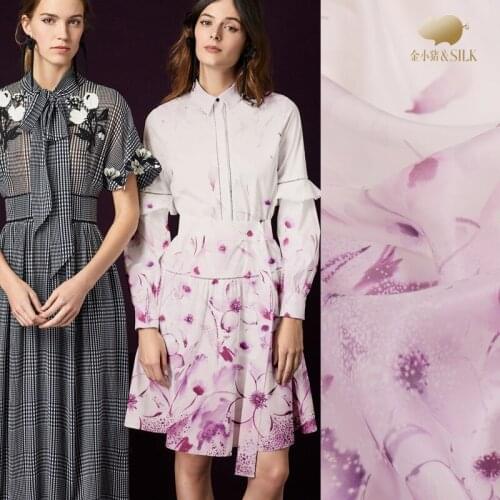 140cm digital printing silk organza satin fabric perspective smooth shirt dress silk fabric crisp fashion natural silk fabric