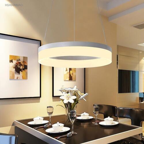 Modern LED Ring Acrylic Chandelier Home Dining Room Bedroom Study Decorative Lighting Suspension Chandeliers AC110V-240V