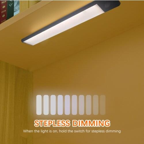 Smart Home Mirror Light Motion Sensor LED Under Light Stepless Dimming Kitchen Cabinet Mirror Bathroom Chargeable Wall Lamp
