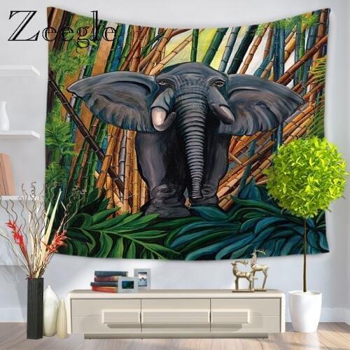 Zeegle Elephant Tapestry Colored Printed Decorative Tapestry Indian Boho Wall Carpet Home Decor Bedspread Sheet
