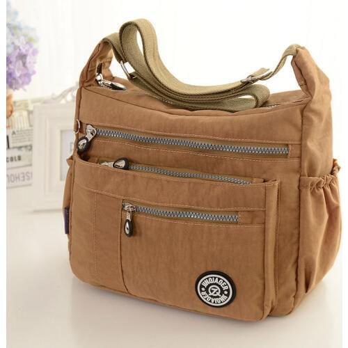 Multi-pocket Nylon Women Shoulder Bags Fashion Pure Color Grils Messenger Bags Waterproof Large Capacity Female Travel Crossbody