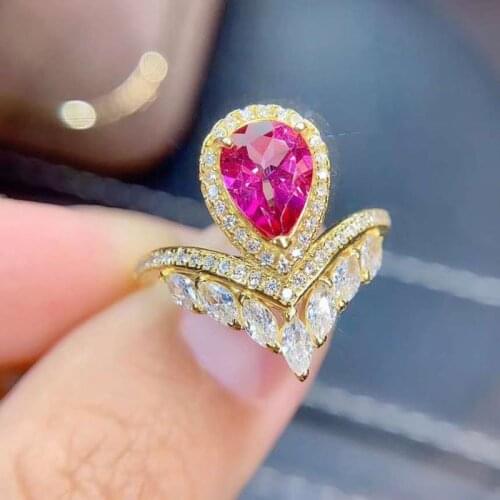 Pink Topaz Boutique Ring for Women Party Engagement Fashion S925 Sterling Silver Fine jewelry 6x8mm 1.1Ct with Cublic Zirconia