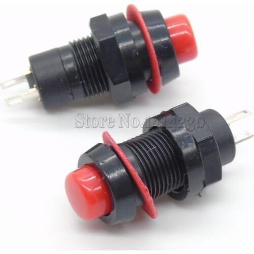 10Pcs 10mm Round Miniature Push Button Switch DS-211 Self-locking Power Switch Red