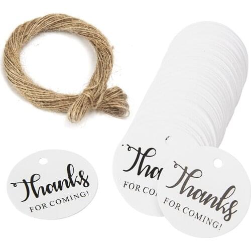 100Pcs 1.2 Inch ,White Thanks For Coming Cards Hang Tag Labels For Party Favors Gift Package Wedding Baking Small Busieness