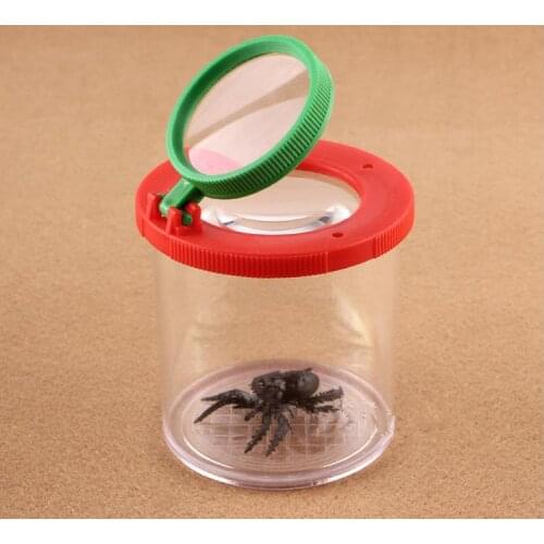 100pcs Magnify Insects Viewer box 2 Lens 4x Magnification Magnifier Bug Box Childrens Toy Entomologists Wholesale SN157