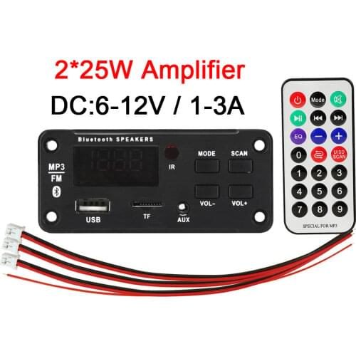 12v 50W MP3 Player Decoder Board Color Screen Bluetooth 5.0 Amplifier TF Radio USB Recording Module For Car Audio DIY Speaker