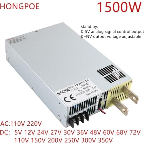 1500w Switching Power Supply 5V 12V 24v 36v 48v 60v 72v 110V 150V 200V 250V 300V 350V Ac Dc High Power adjustable SMPS Analog