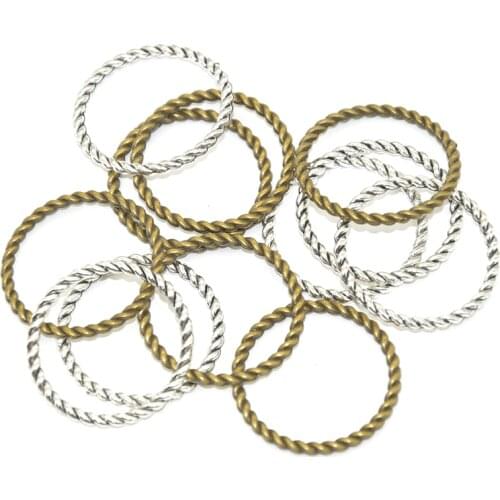 20Pcs/lot Metal Alloy Vintage Ring connector Charms For Jewelry Diy Findings Ring connector pendant 21*21*2mm