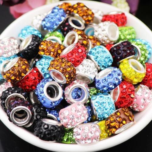 20 Pcs/Set Big Hole CZ Crystal Beads Rhinestone Murano Spacer Charms Fit For Pandora Bracelet Necklace DIY Jewelry Accessories