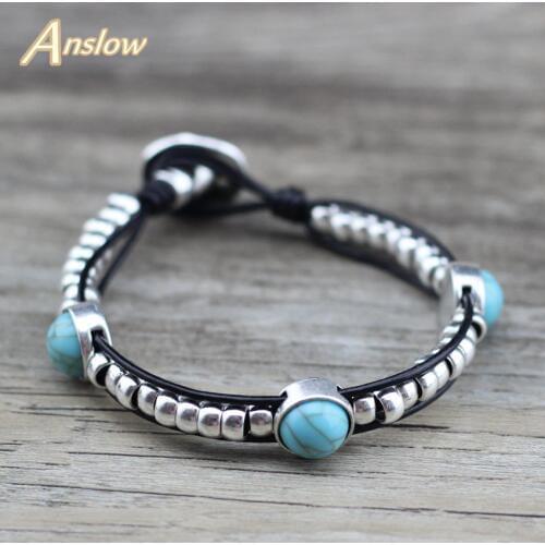 Anslow Hot Fashion Jewelry Charm Bijoux Handcuff DIY Bohemia Female Lady Leather Bracelets Mother' Girl Couple Gift LOW0715LB