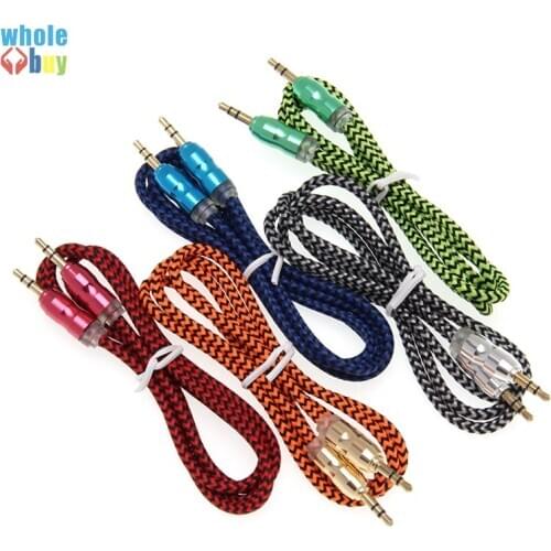 Audio Cable 3.5mm male to male Nylon Braided AUX Cable Headphone Extension Code for Phone MP3 Car Headset Speaker 500pcs/lot