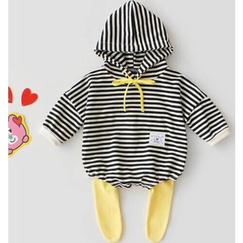 Baby Bodysuits Spring Autumn Baby Jumpsuits Stripe Infant Boys Hoody Suit Baby Girl Bodysuit One-piece Clothes