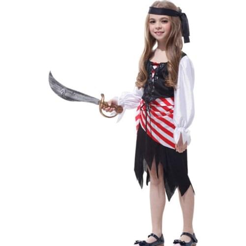 Halloween costume for kids pirate captain jack sparrow costume girls child party pirates of the caribbean cosplay Carnival dress