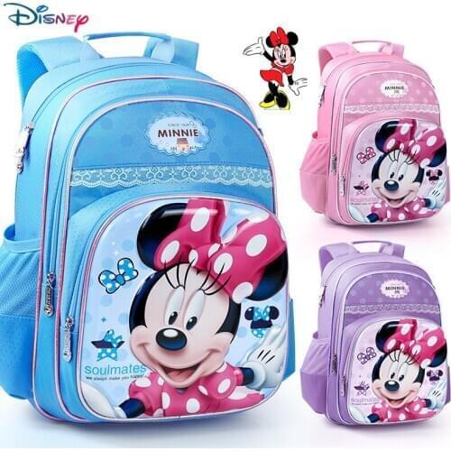 Disney Childrens Schoolbag Cartoon Minnie Bag Student Girl Backpack Large Capacity Waterproof Ergonomic Bags