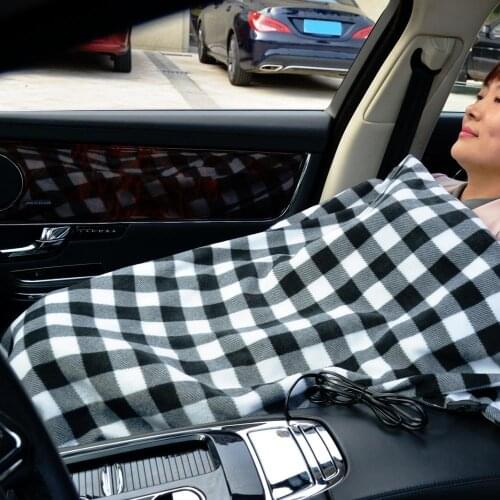 50% Dropshipping Winter Cold Weather Electric 12V Plaid/Stripe Heated Blanket for Car Trucks