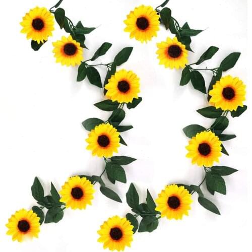 2M 20 LED Sunflower Vine String Lights USB/Battery Power Fairy Lights Green Leaf Garland Wedding Valentines Day Christmas Decor