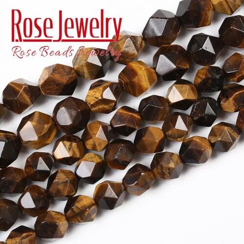 Natural Stone Faceted Yellow Tiger Eye Stone Beads For Jewelry Making Loose Beads 6 8 10 MM 15"strand DIY Bracelet Accessories
