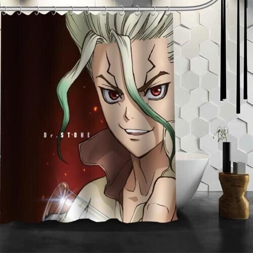 Best Sell Dr. Stone Anime Shower Curtain Polyester Fabric Printing Bathroom Curtain Waterproof Bathroom Products With Hook
