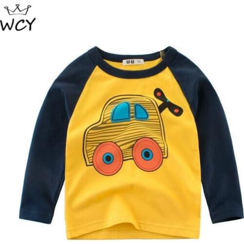 2020 Spring Fall Cotton Soft T Shits Boys Long Sleeve Cartoon Toddler Tshirt 2 3 4 5 6 Kids Causal Tops
