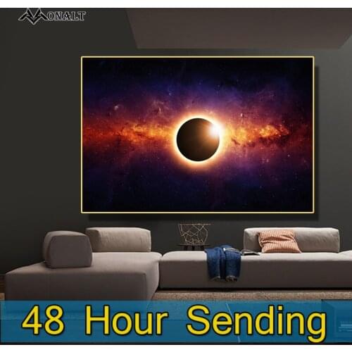 Canvas Art HD Pictures of Total Solar Eclipse Living Room Decoration Wall Pictures Pig Size Planet Poster for Childrens Room