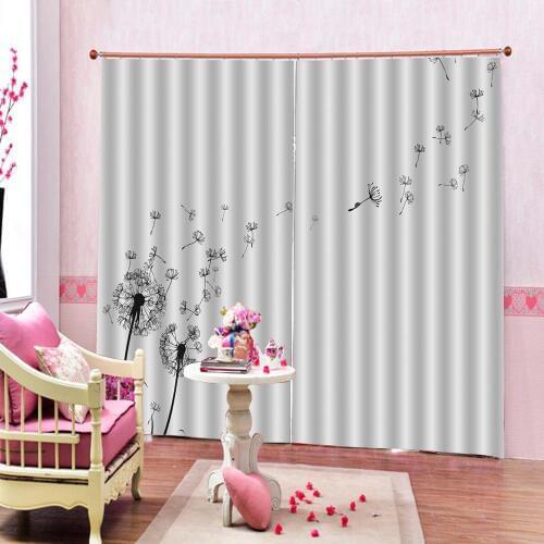 Customized 3D Blackout Dandelion curtains music noted Curtain For Living Room Blackout Indoor Decor Sets ( left and right Side)