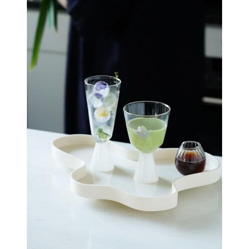 INS Japanese Style Creative Glass Tall Vidro Vaso ласмасывые White Decal Heat Resistant Red Wine Drink Transparent Water Cup