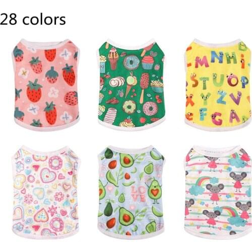 New Summer Pet Dog Cat Clothes for Small Dogs Vest Printed T-shirt for Chihuahua Yorkshire for Puppy Kitty Thin Pet Clothing 30