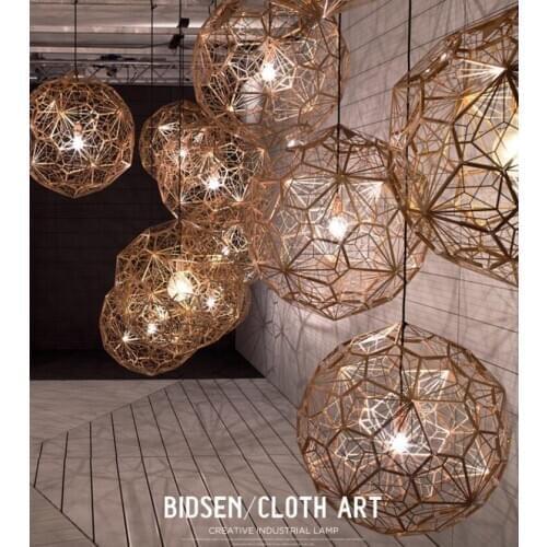 Personality shops bar droplight Stainless steel hollow out diamond ball pendant lamp Staircase corridor LED ball light