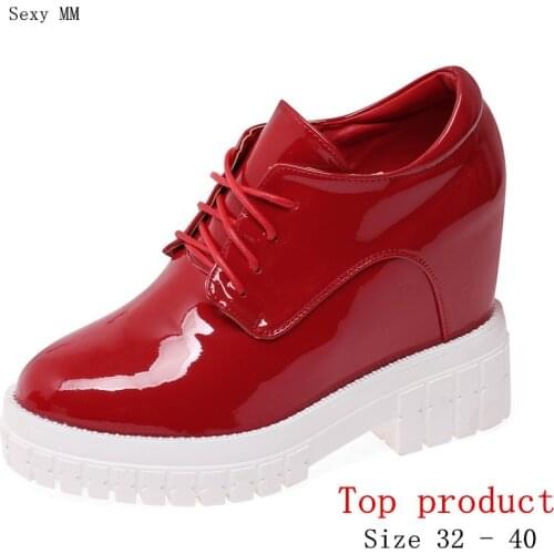 Loafers Platform Women Casual Shoes Wedges High Heels Wedge High Heel Shoes Genuine Leather Small Plus Size 32 33 - 40