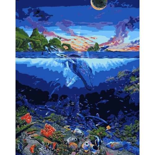 MaHuaf-j557 Undersea animal world painting Coloring by Numbers DIY Hot Selling Craft Gift cuadros decoracion
