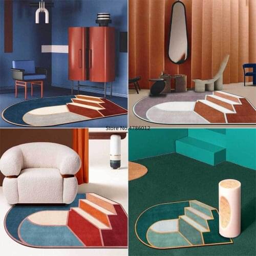 Fashion Arch Irregular Shaped Morandi Geometric Stairs Living Room Bedroom Bedside Carpet Floor Mats