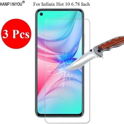 3 Pcs/Lot New 9H 2.5D Tempered Glass Screen Protector For Infinix Hot 10 Hot10 6.78" Phone Protective Film + Clean Tools