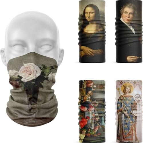 New 3D Printed Funny Hair Scarf Louvre Van Gogh Oil Painting Headscarf Mona Lisa Cover Bandana Neck Gaiter Magic Sport Head Wrap